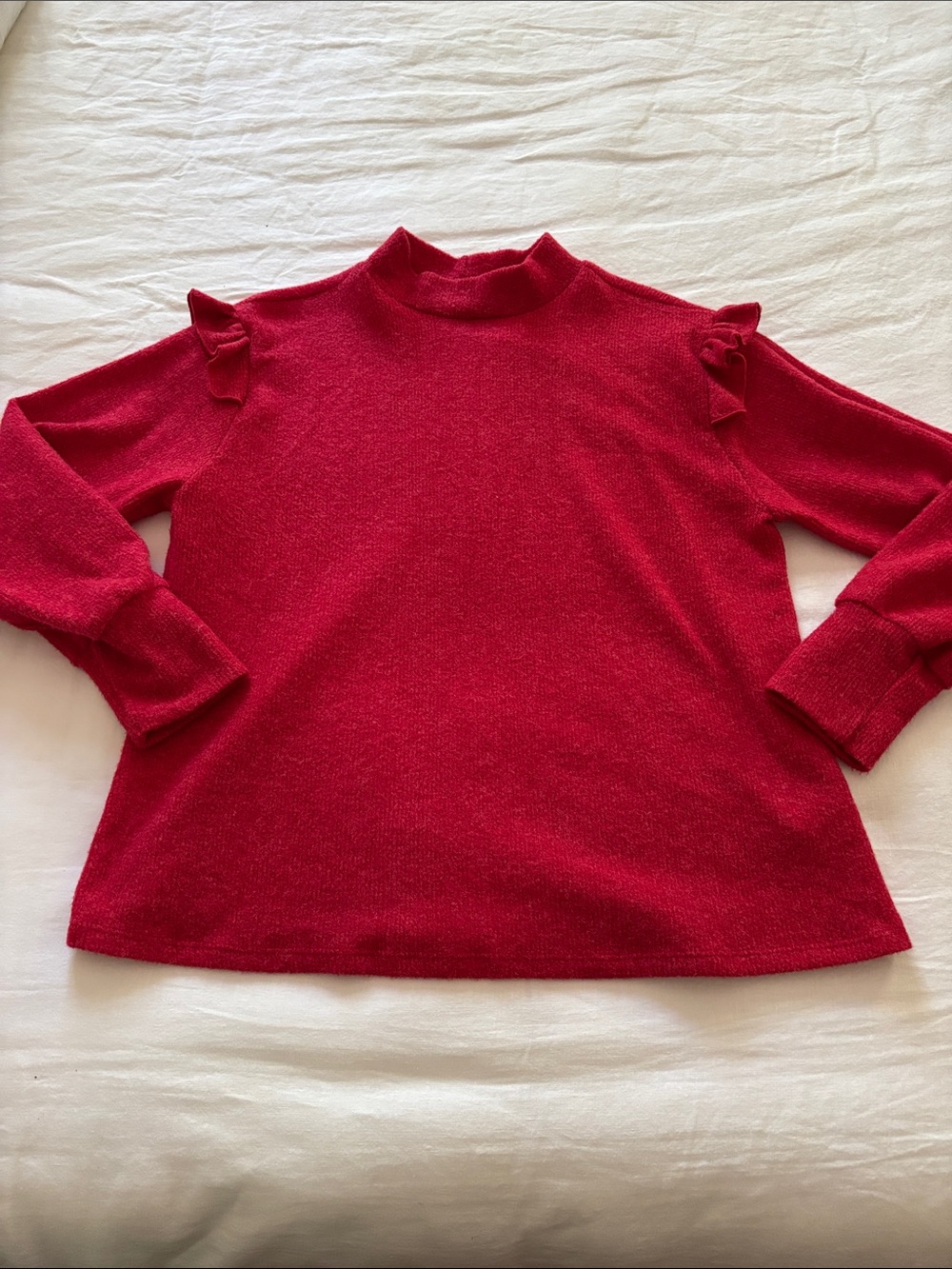 Ces Femme Red Ruffle Sweater Medium